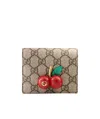 Gucci Gg Supreme Card Case With Cherries In Red