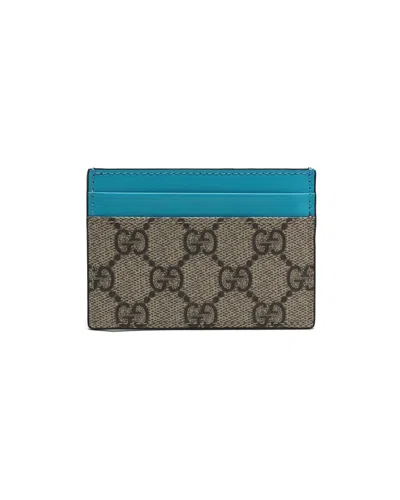 Pre-owned Gucci Gg Supreme Card Holder In Beige