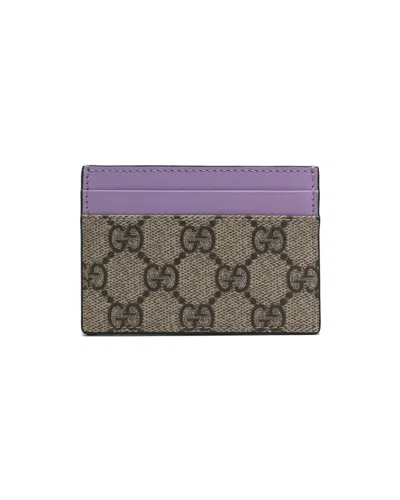 Pre-owned Gucci Gg Supreme Card Holder In Beige