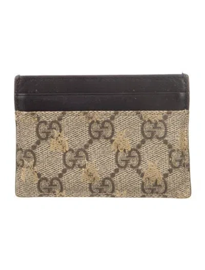 Pre-owned Gucci Gg Supreme Card Holder In Black