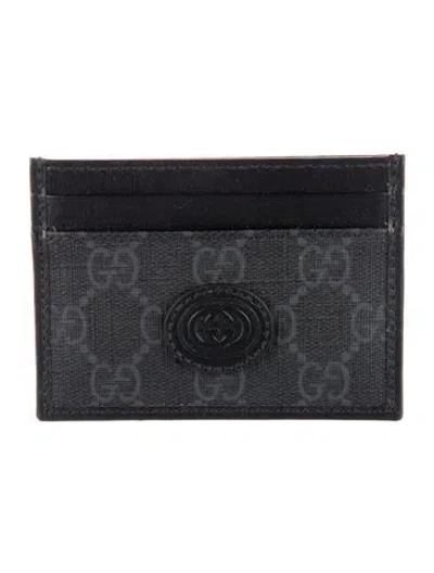 Pre-owned Gucci Gg Supreme Card Holder In Black