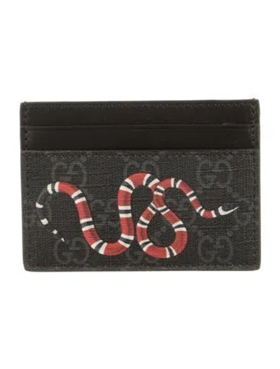 Pre-owned Gucci Gg Supreme Card Holder In Black