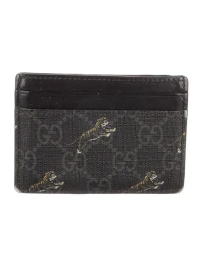 Pre-owned Gucci Gg Supreme Card Holder In Black