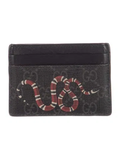 Pre-owned Gucci Gg Supreme Card Holder In Black