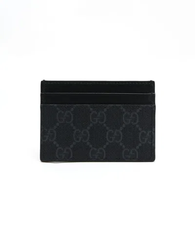 Pre-owned Gucci Gg Supreme Card Holder In Black
