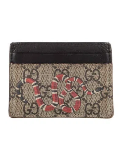 Pre-owned Gucci Gg Supreme Card Holder In Black/neutrals