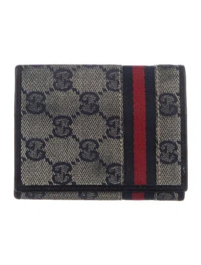 Pre-owned Gucci Gg Supreme Card Holder In Blue