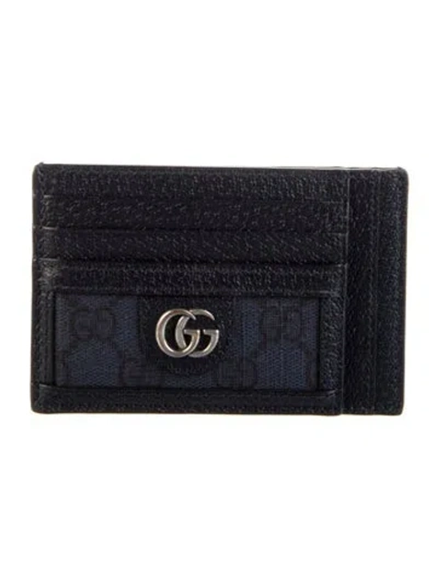Pre-owned Gucci Gg Supreme Card Holder In Blue