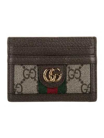 Pre-owned Gucci Gg Supreme Card Holder In Brown