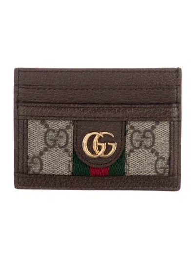Pre-owned Gucci Gg Supreme Card Holder In Brown