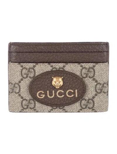 Pre-owned Gucci Gg Supreme Card Holder In Brown