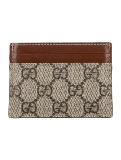 Pre-owned Gucci Gg Supreme Card Holder In Brown