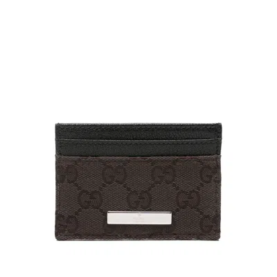 Gucci Gg Supreme Card Holder In Brown