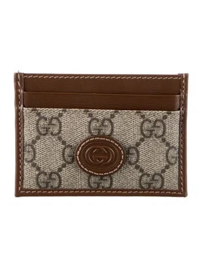 Pre-owned Gucci Gg Supreme Card Holder In Brown