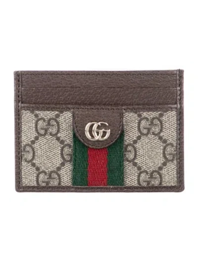 Pre-owned Gucci Gg Supreme Card Holder In Brown