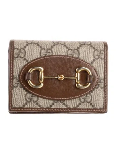Pre-owned Gucci Gg Supreme Card Holder In Brown