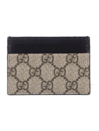 Pre-owned Gucci Gg Supreme Card Holder In Brown