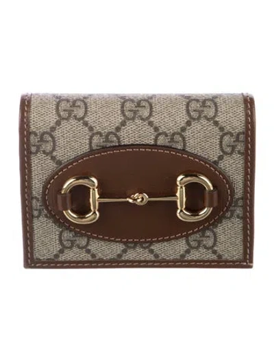 Pre-owned Gucci Gg Supreme Card Holder In Brown