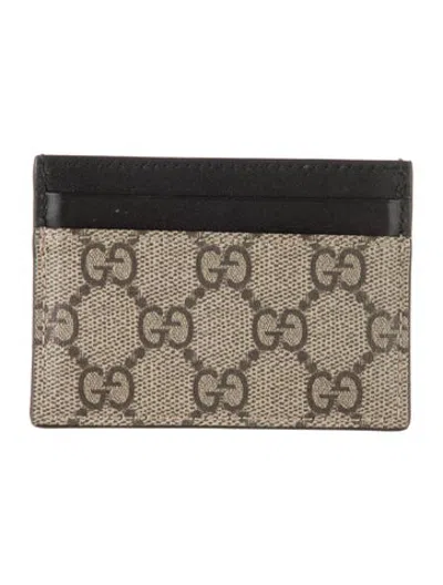 Pre-owned Gucci Gg Supreme Card Holder In Brown