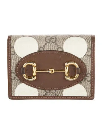 Pre-owned Gucci Gg Supreme Card Holder In Brown/neutrals