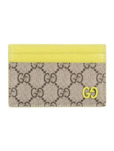 Pre-owned Gucci Gg Supreme Card Holder In Green