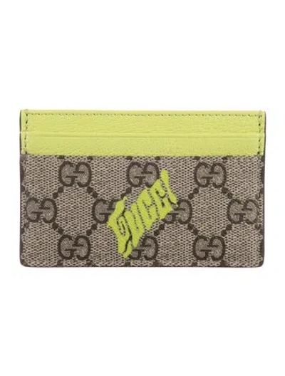 Pre-owned Gucci Gg Supreme Card Holder In Green