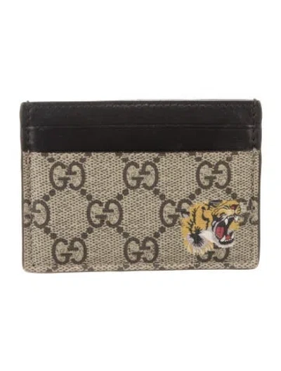 Pre-owned Gucci Gg Supreme Card Holder In Multi