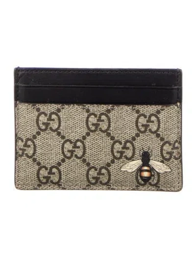 Pre-owned Gucci Gg Supreme Card Holder In Neutral
