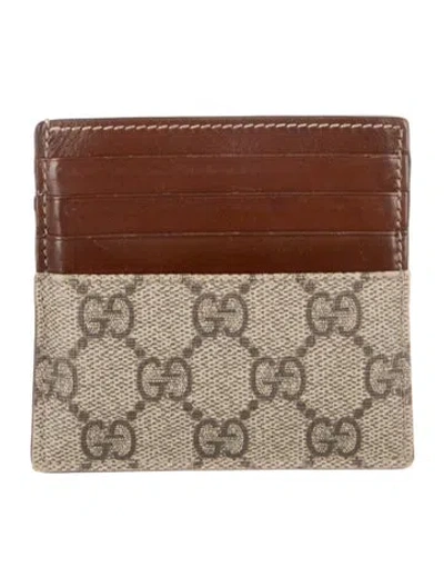 Pre-owned Gucci Gg Supreme Card Holder In Neutral
