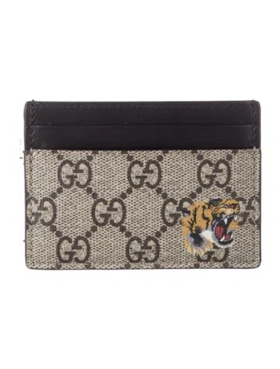Pre-owned Gucci Gg Supreme Card Holder In Neutral