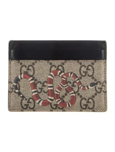 Pre-owned Gucci Gg Supreme Card Holder In Neutral