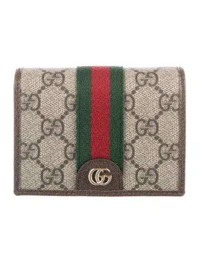 Pre-owned Gucci Gg Supreme Card Holder In Neutrals