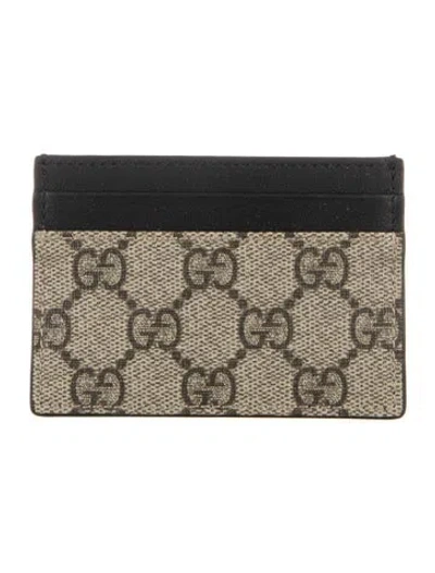 Pre-owned Gucci Gg Supreme Card Holder In Neutrals