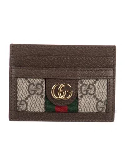 Pre-owned Gucci Gg Supreme Card Holder In Neutrals