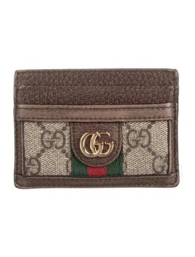 Pre-owned Gucci Gg Supreme Card Holder In Neutrals