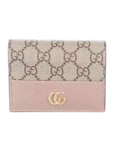 Pre-owned Gucci Gg Supreme Card Holder In Neutrals