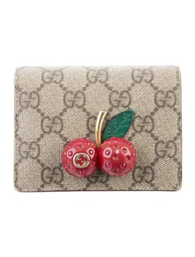 Pre-owned Gucci Gg Supreme Card Holder In Neutrals