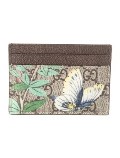 Pre-owned Gucci Gg Supreme Card Holder In Neutrals