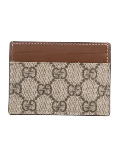 Pre-owned Gucci Gg Supreme Card Holder In Neutrals
