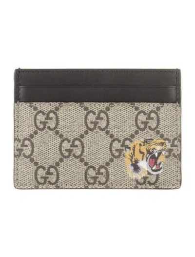 Pre-owned Gucci Gg Supreme Card Holder W/ Tags In Black