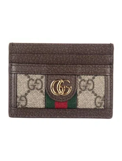 Pre-owned Gucci Gg Supreme Card Holder W/ Tags In Brown