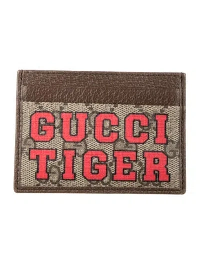 Pre-owned Gucci Gg Supreme Card Holder W/ Tags In Neutral