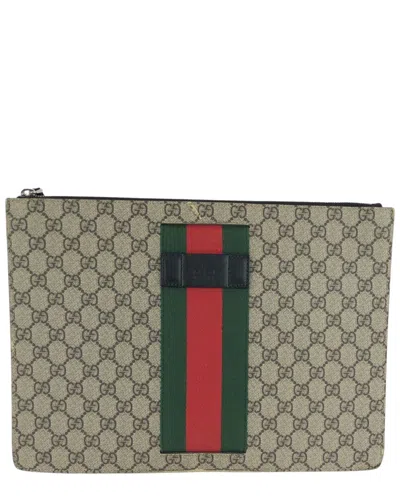 Pre-owned Gucci Gg Supreme Clutch Bag (authentic Pre-loved)