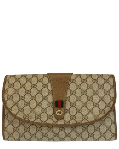 Gucci Gg Supreme Clutch Bag (authentic Pre-loved) In Brown