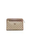 Gucci Gg Supreme Clutch Bag In Brown