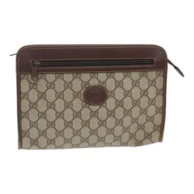 Pre-owned Gucci Gg Supreme Clutch Pvc Beige Pvc Clutche & Pouche Bag ()