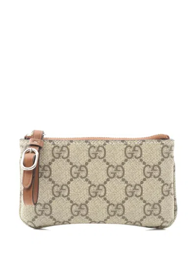 Pre-owned Gucci Gg Supreme Coin Purse In Neutral