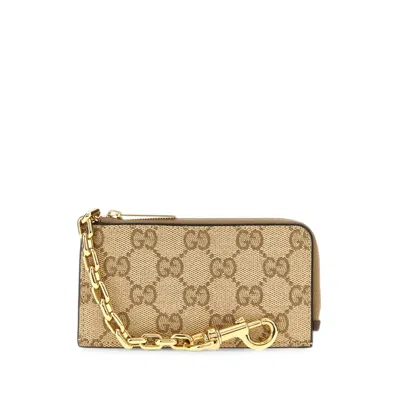 Gucci Gg Supreme Coin Purse In Neutrals
