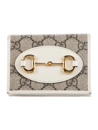 Pre-owned Gucci Gg Supreme Compact Wallet In Neutral