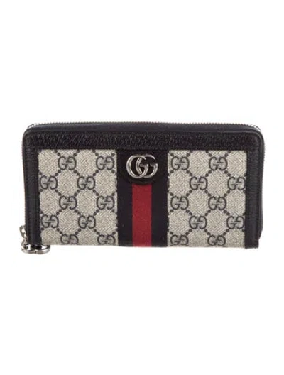Pre-owned Gucci Gg Supreme Continental Wallet In Blue
